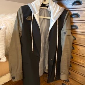 blazer with detachable hood